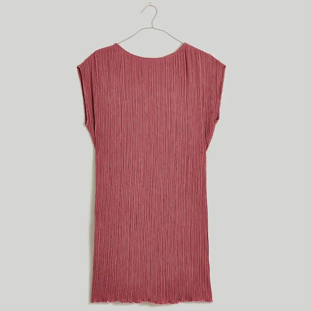 Madewell NWT Plissé Mini Tee Dress, Pressed Grape, Size 0